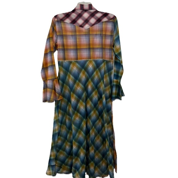 NWT Free People Prairie Plaid Maxi Dress Womens XS Long Sleeve Lightweight - Picture 3 of 10